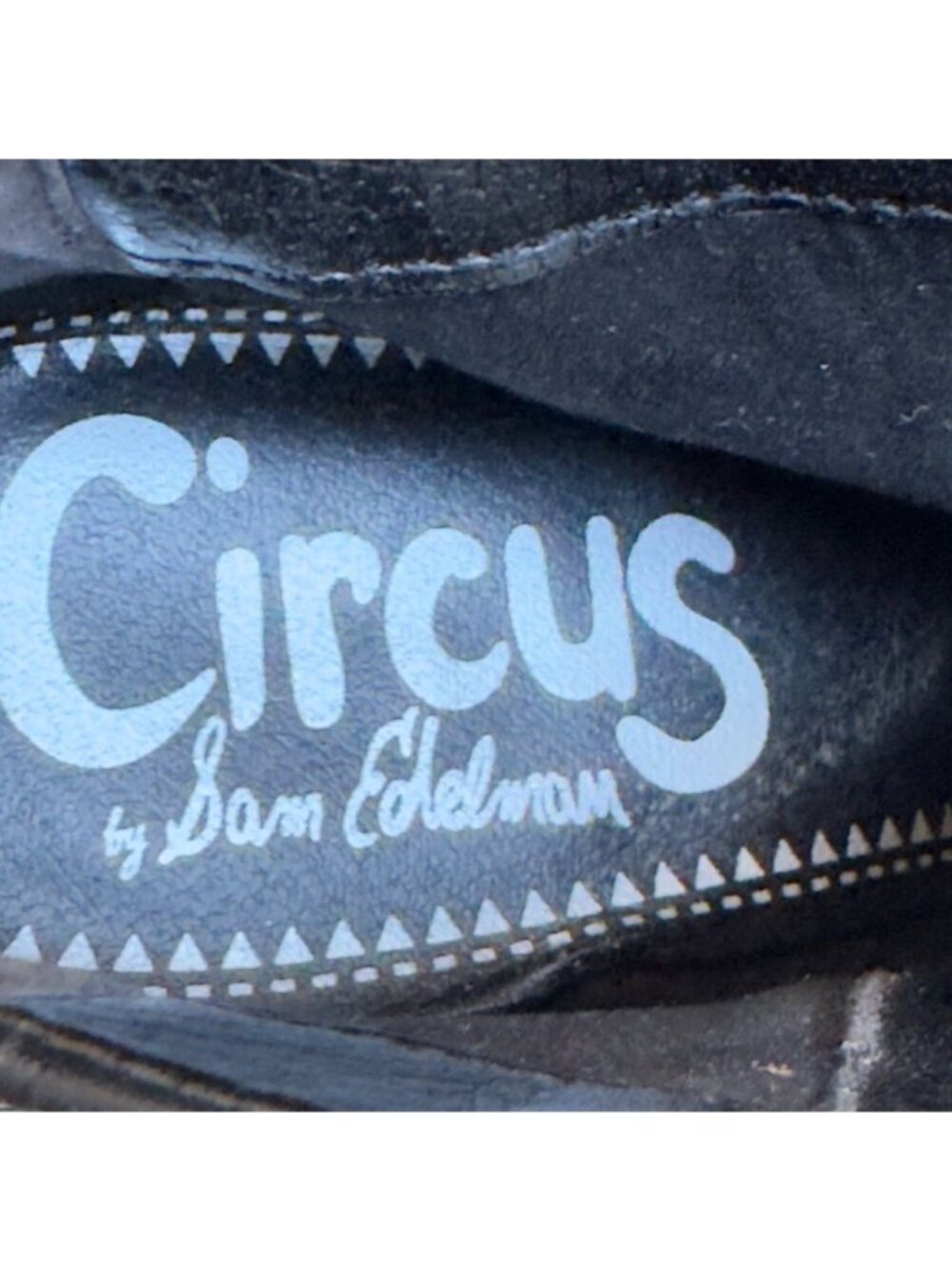 CIRCUS by Sam Edelman Shoes Black Leather Gold Block Heel Bootie Womans 8M - Picture 10 of 12
